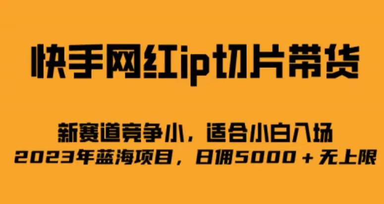 快手网红ip切片新赛道，竞争小事，适合小白  2023蓝海项目