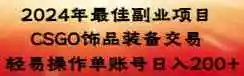 2024年最佳副业项目 CSGO饰品装备交易 轻易操作单账号日入200+